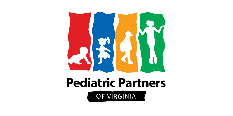 Case studies 4 Pediatric partners of virginia logo with colorful silhouettes of children representing stages of childhood development
